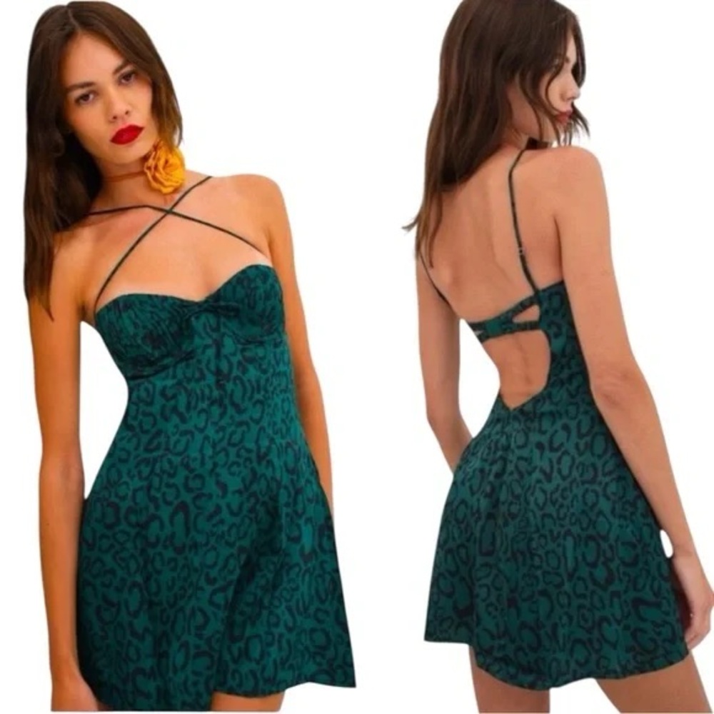 For Love & Lemons Wendy Mini Dress Leopard Print Women's XXS